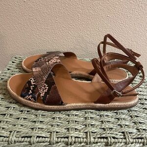 NORDSTROM Brown Snakeskin Flat Sandals | Size 12
